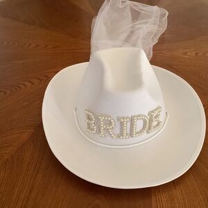 White Bride Cowboy Hat with veil